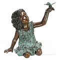 Outdoor decoration life size bronze metal craft butterfly and children garden statue for sale